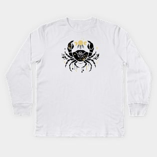 Black and Gold Zodiac Sign CANCER Kids Long Sleeve T-Shirt